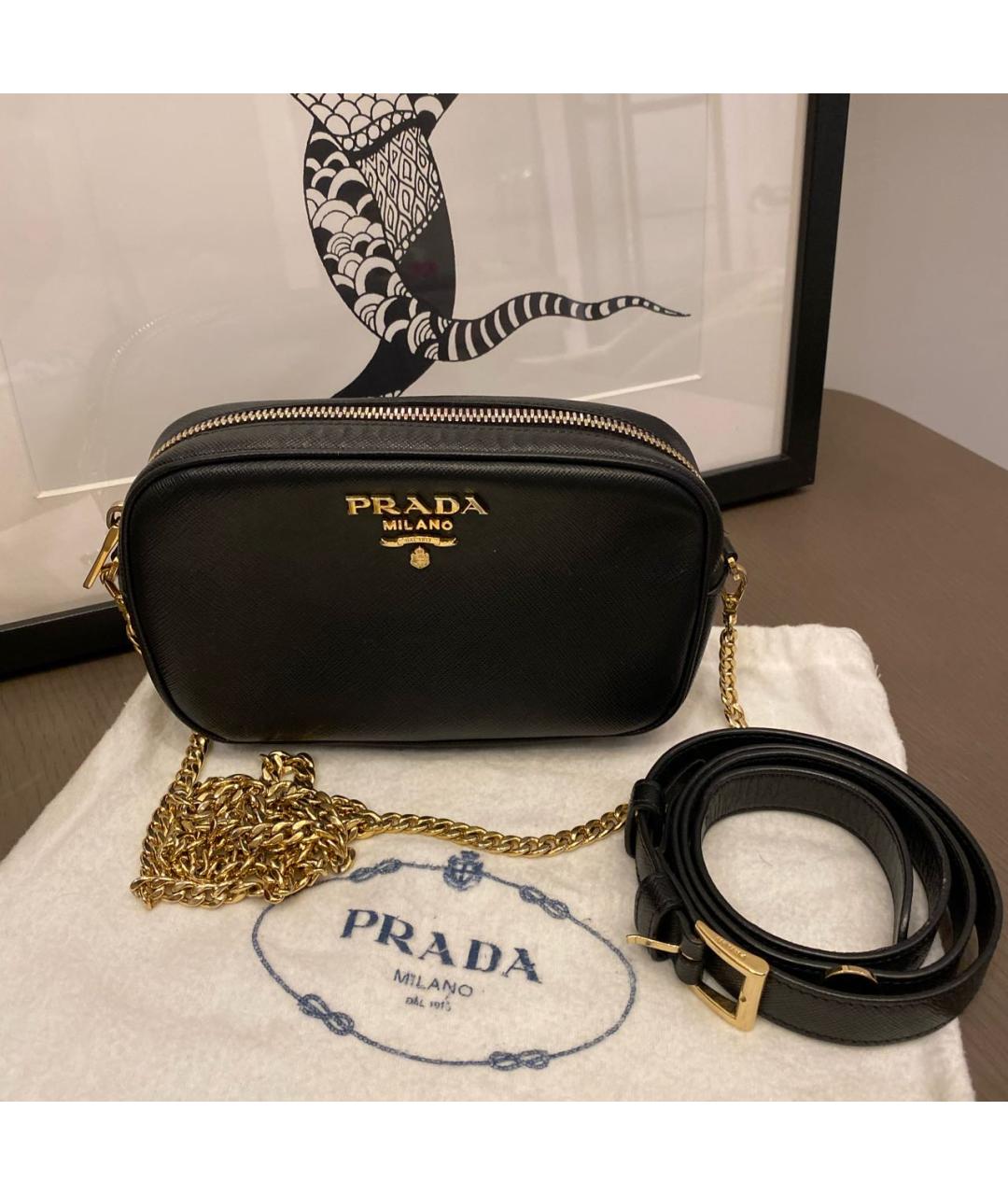 PRADA Черная кожаная поясная сумка, фото 2