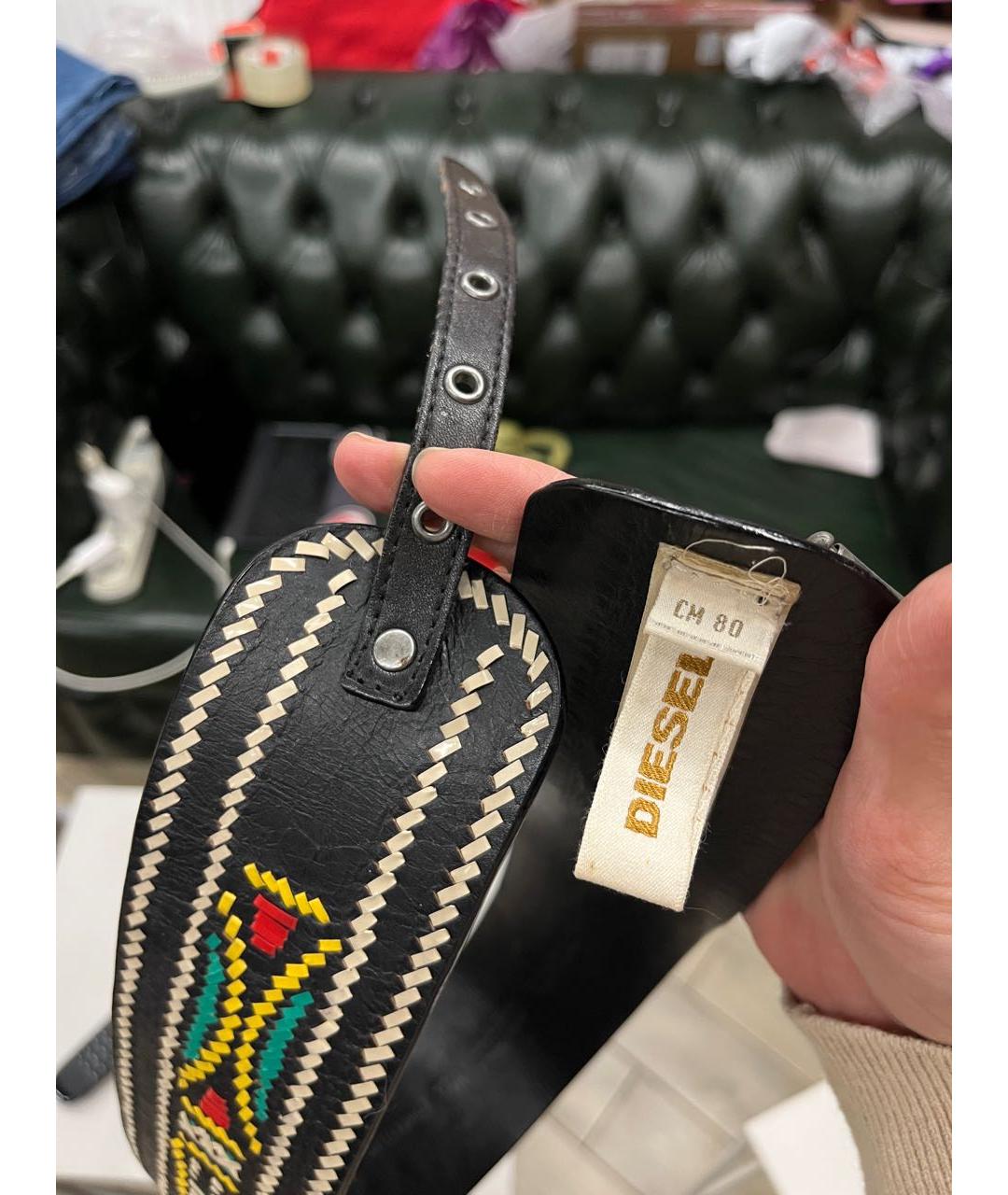 DIESEL Черный кожаный ремень, фото 3