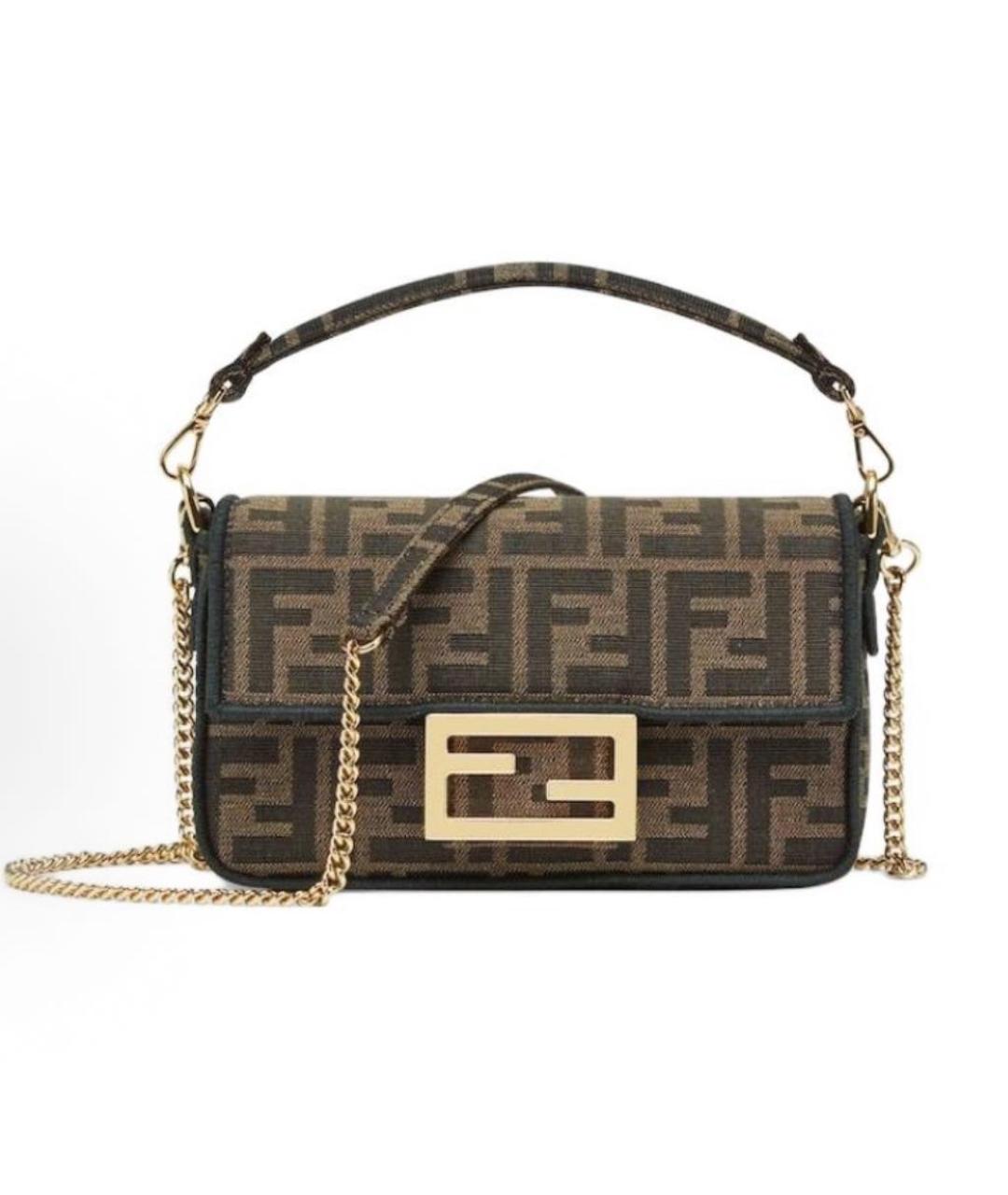 FENDI Коричневая жаккардовая сумка через плечо, фото 6