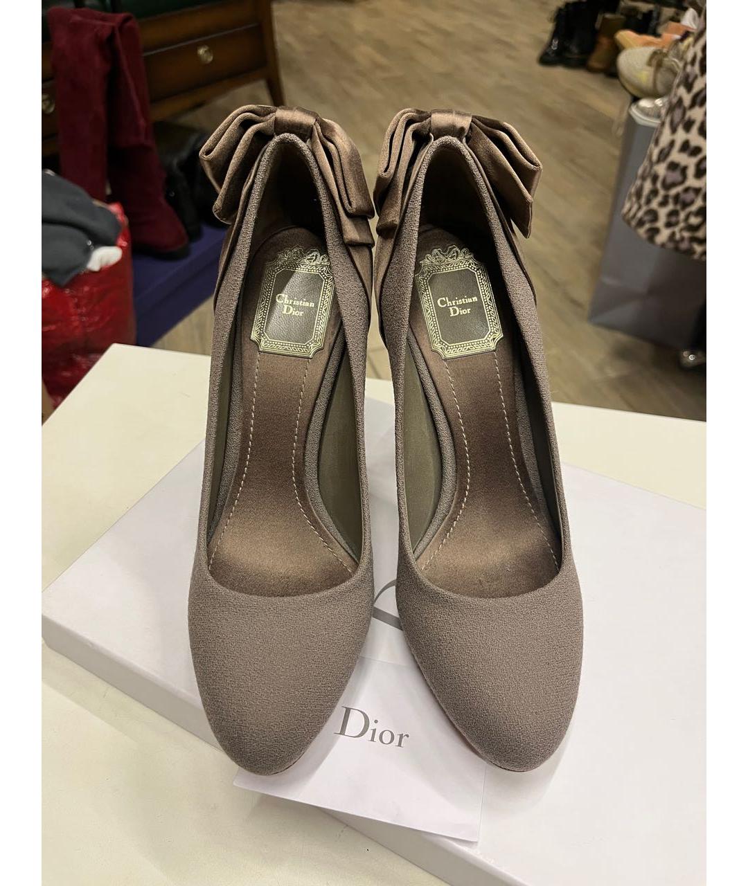 CHRISTIAN DIOR Серые текстильные туфли, фото 8