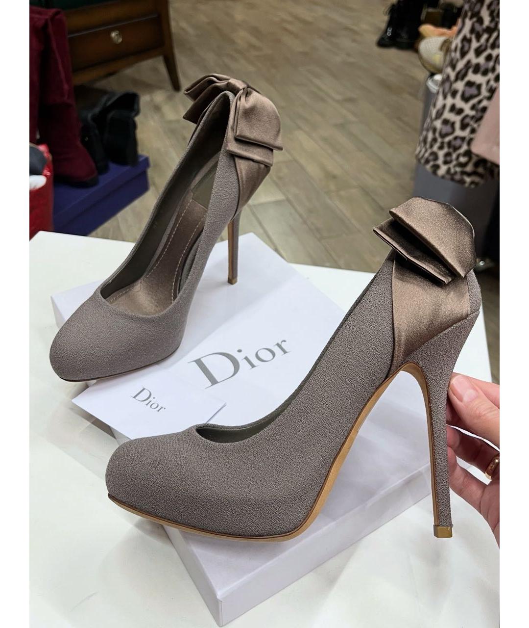 CHRISTIAN DIOR Серые текстильные туфли, фото 9