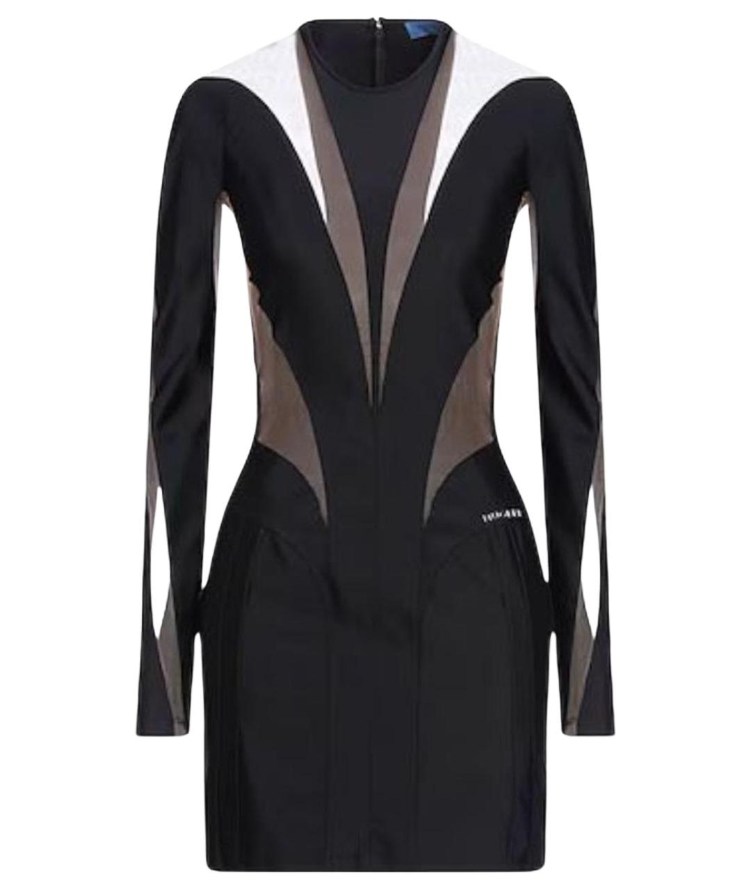 MUGLER Черное атласное коктейльное платье, фото 1