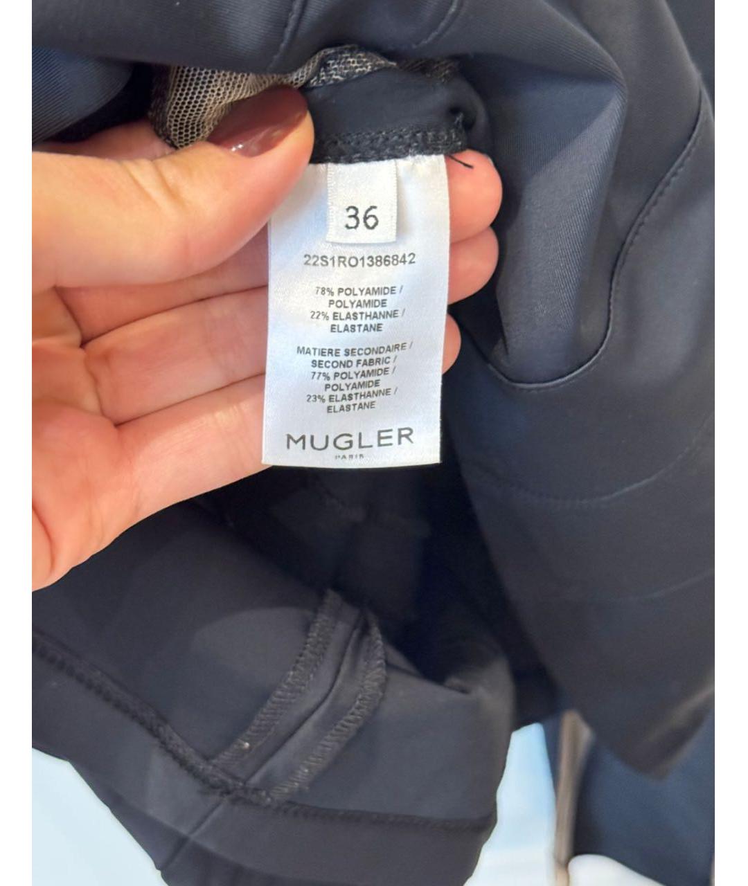 MUGLER Черное атласное коктейльное платье, фото 3