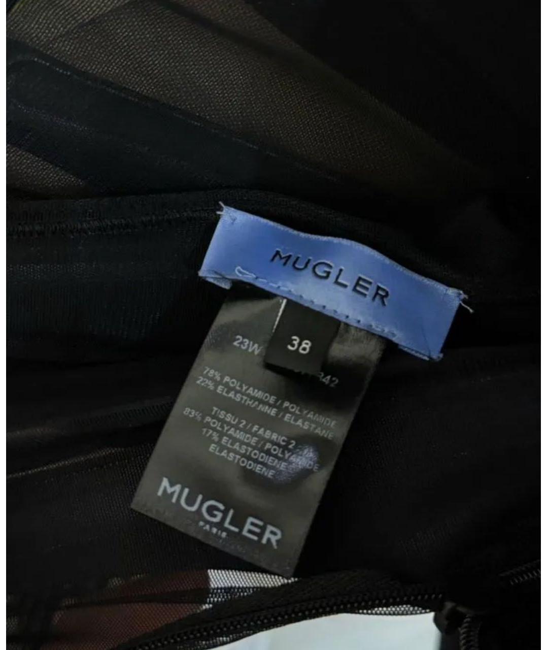 MUGLER Черное атласное вечернее платье, фото 3