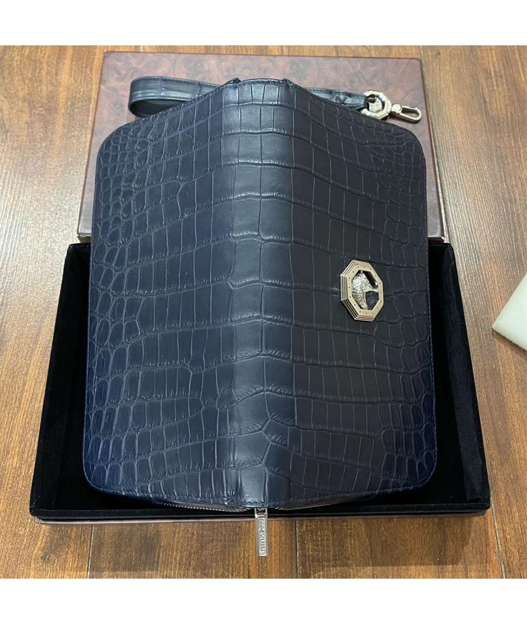 STEFANO RICCI Синий кошелек из экзотической кожи, фото 4