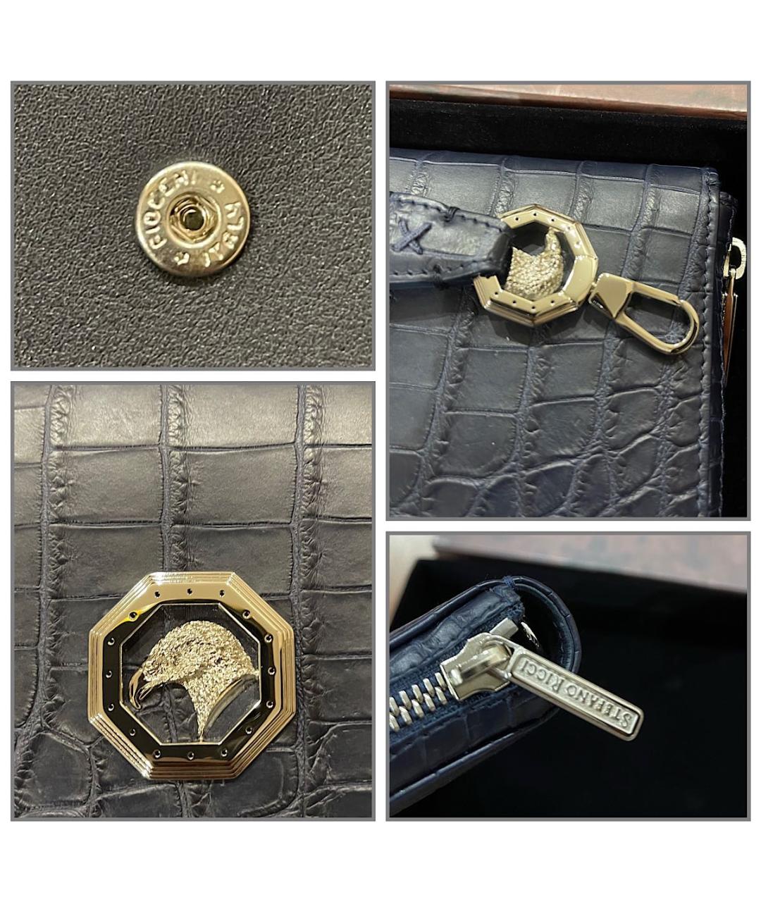 STEFANO RICCI Синий кошелек из экзотической кожи, фото 7