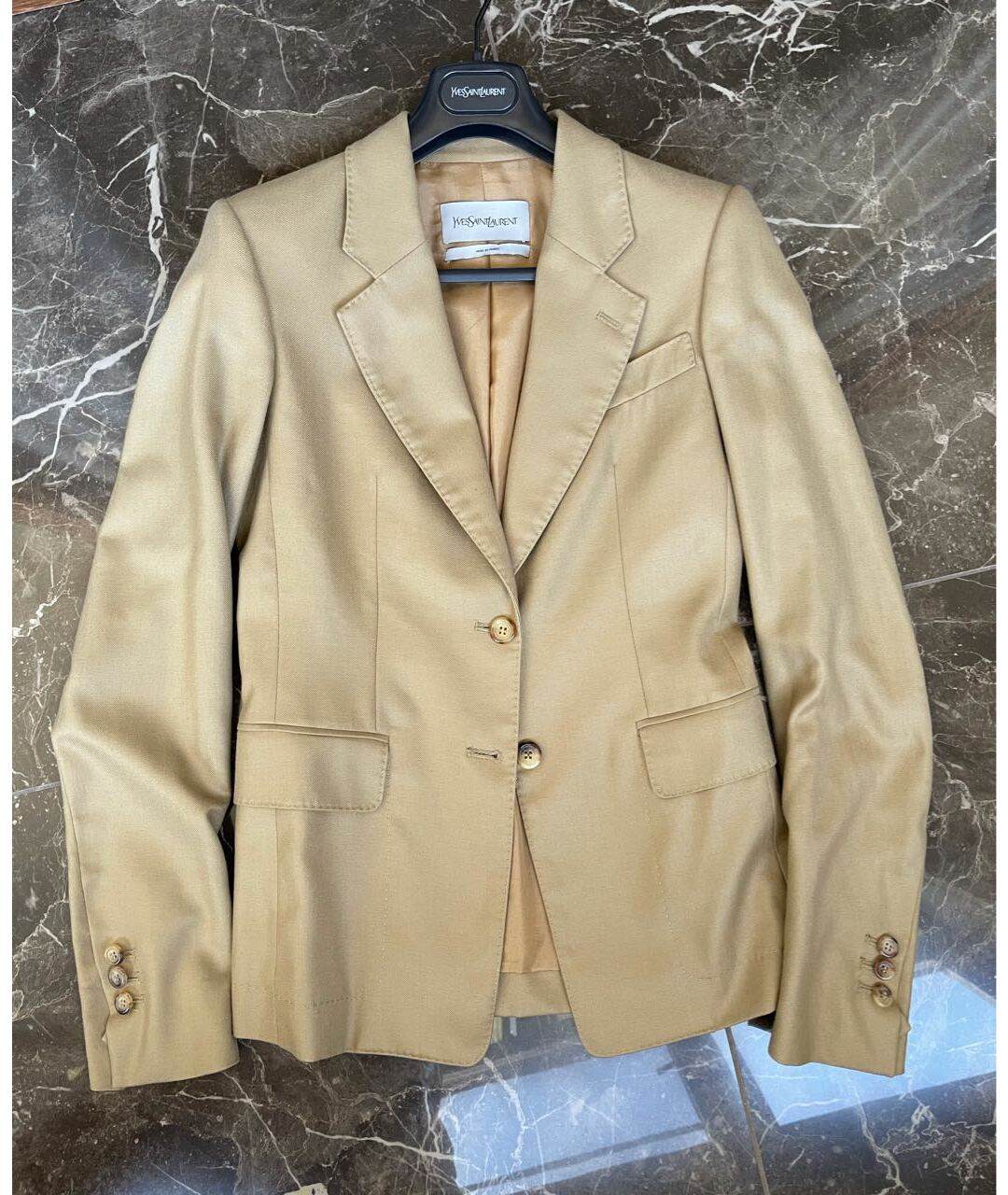 YVES SAINT LAURENT VINTAGE Бежевый кашемировый жакет/пиджак, фото 7