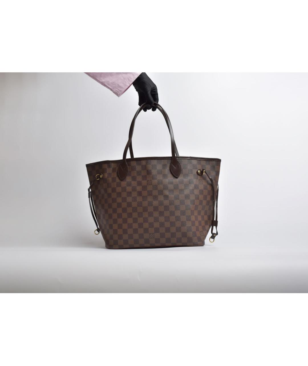 LOUIS VUITTON Коричневая кожаная сумка с короткими ручками, фото 9