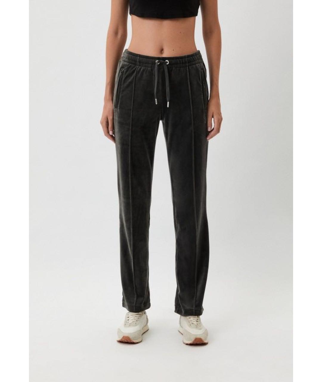 JUICY COUTURE Антрацитовые велюровые спортивные брюки и шорты, фото 5