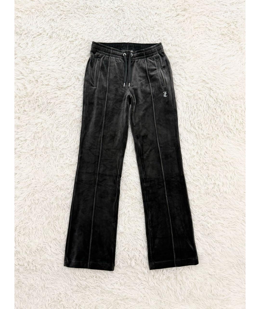 JUICY COUTURE Антрацитовые велюровые спортивные брюки и шорты, фото 5