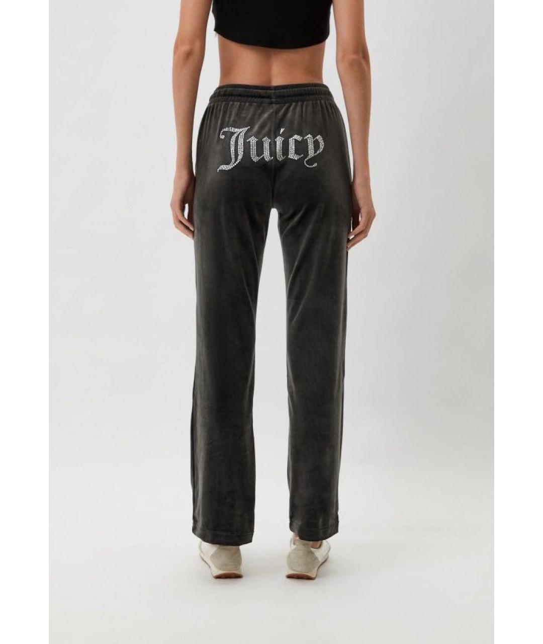 JUICY COUTURE Антрацитовые велюровые спортивные брюки и шорты, фото 6