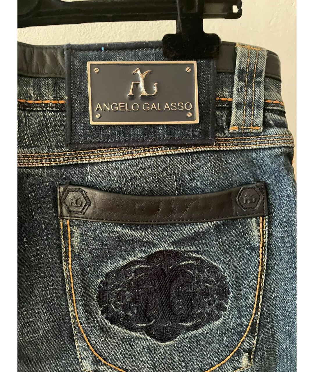 ANGELO GALASSO Синие хлопковые прямые джинсы, фото 7
