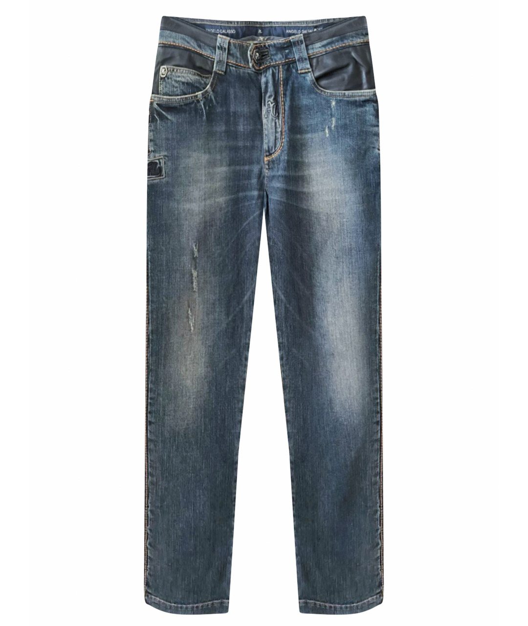 ANGELO GALASSO Синие хлопковые прямые джинсы, фото 1