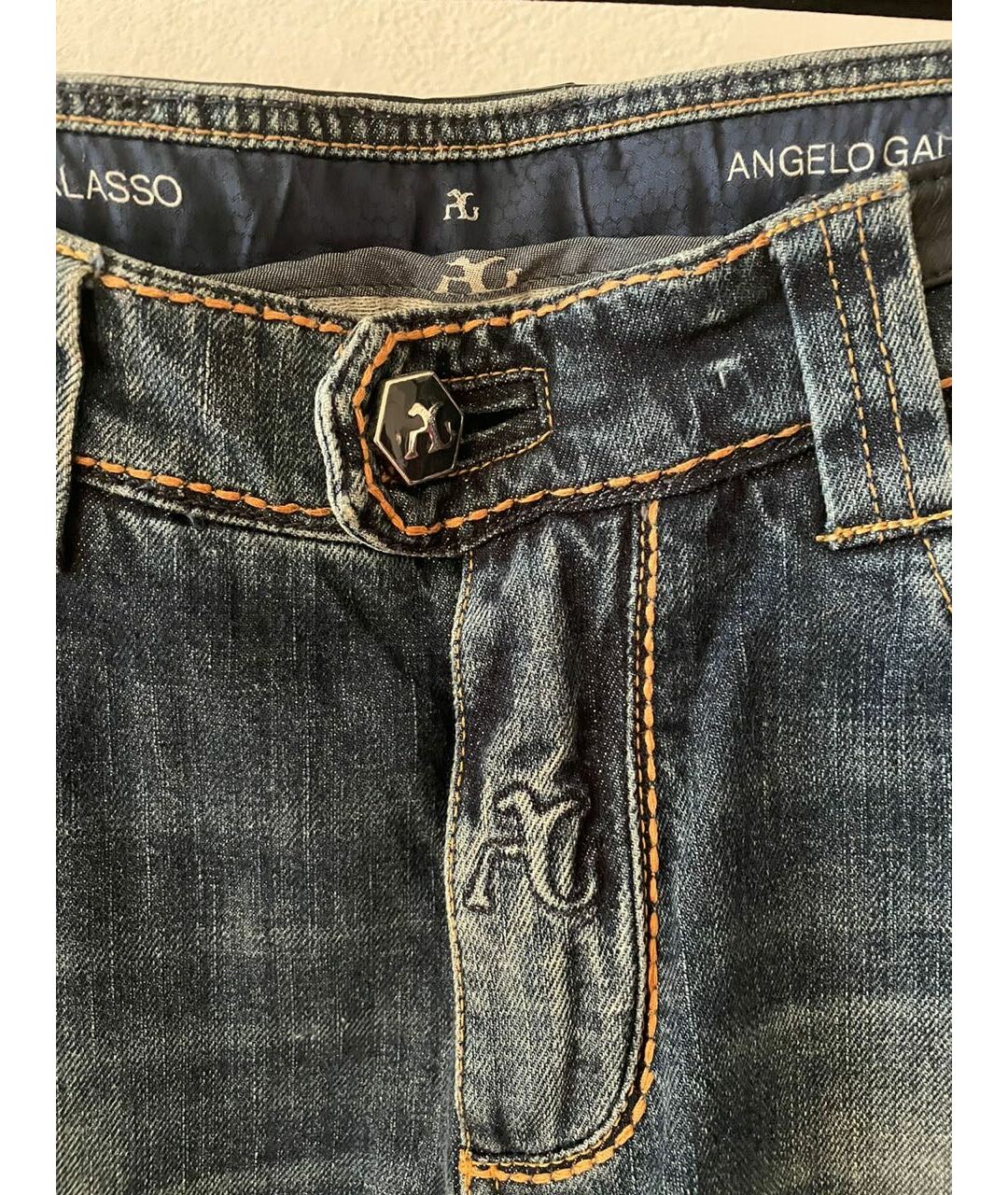 ANGELO GALASSO Синие хлопковые прямые джинсы, фото 5
