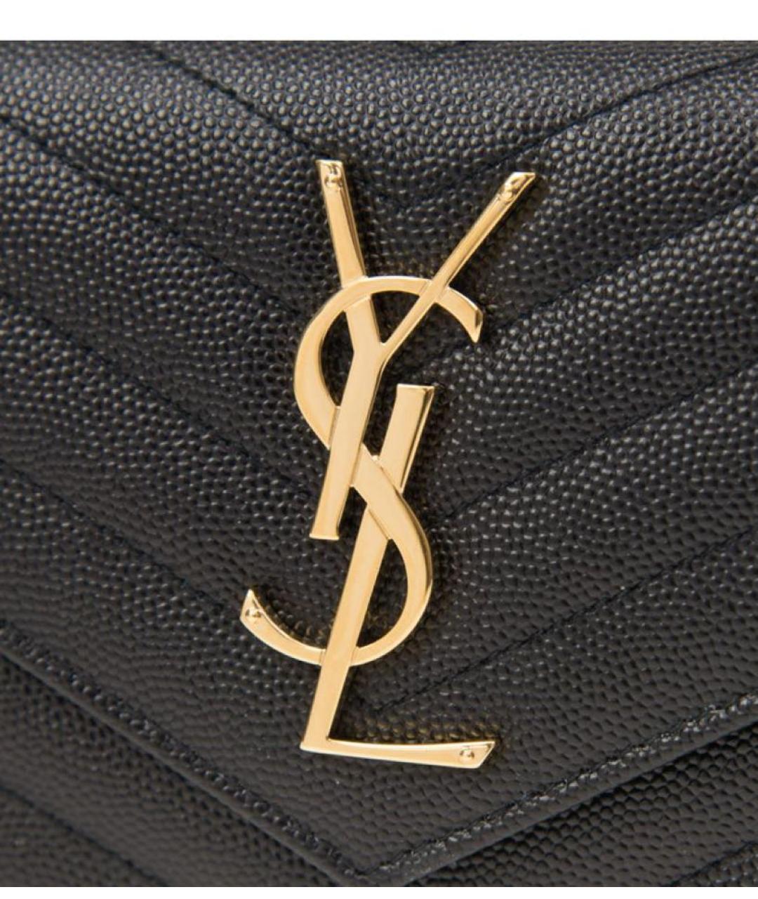 SAINT LAURENT Черный кожаный кошелек, фото 2