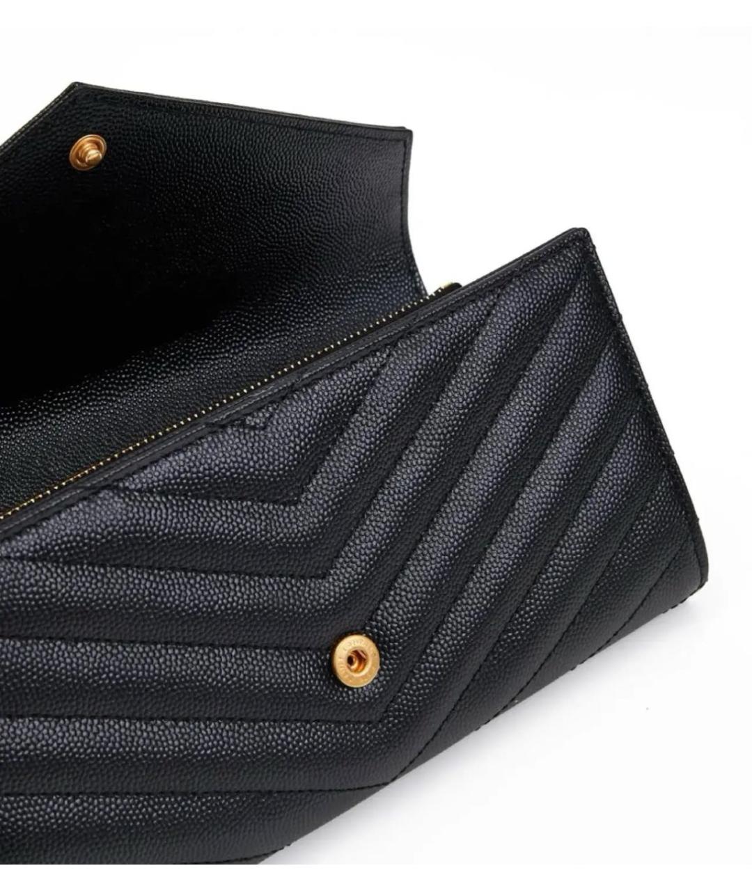 SAINT LAURENT Черный кожаный кошелек, фото 3