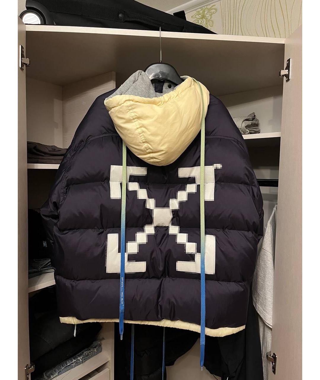 OFF-WHITE Темно-синий полиамидовый пуховик, фото 2