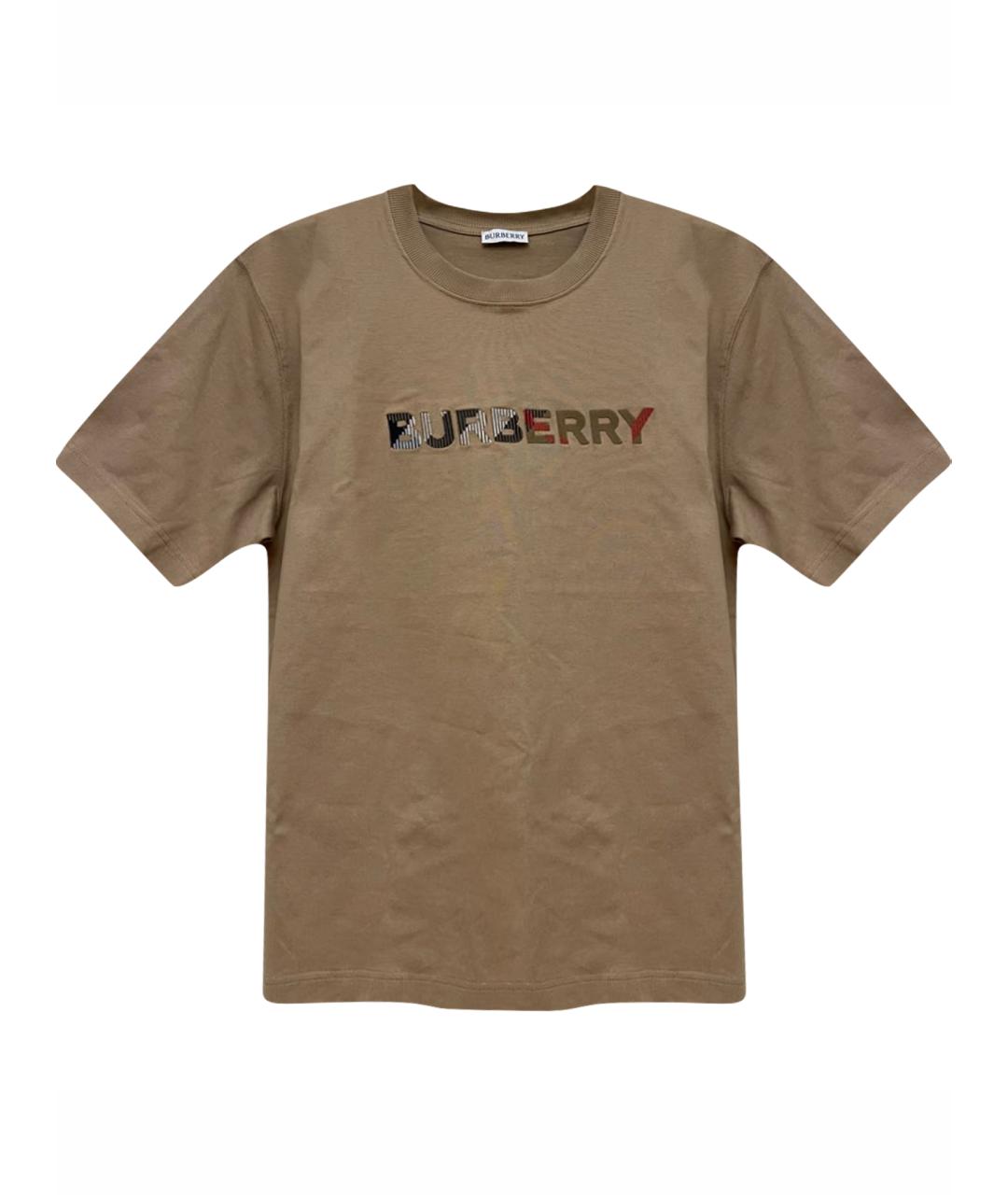 BURBERRY Бежевая хлопковая футболка, фото 1