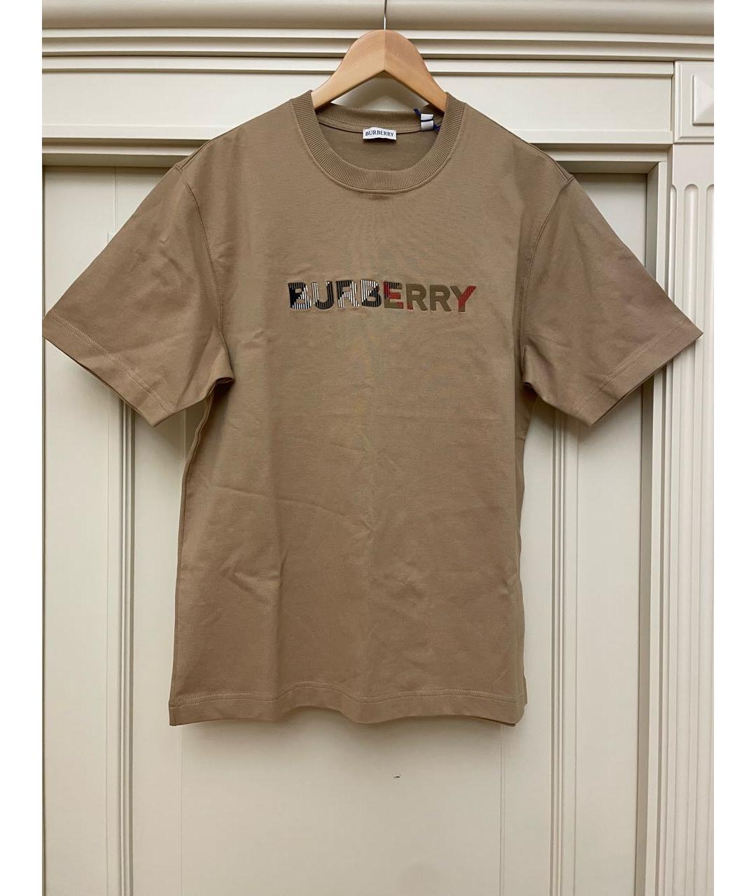 BURBERRY Бежевая хлопковая футболка, фото 7