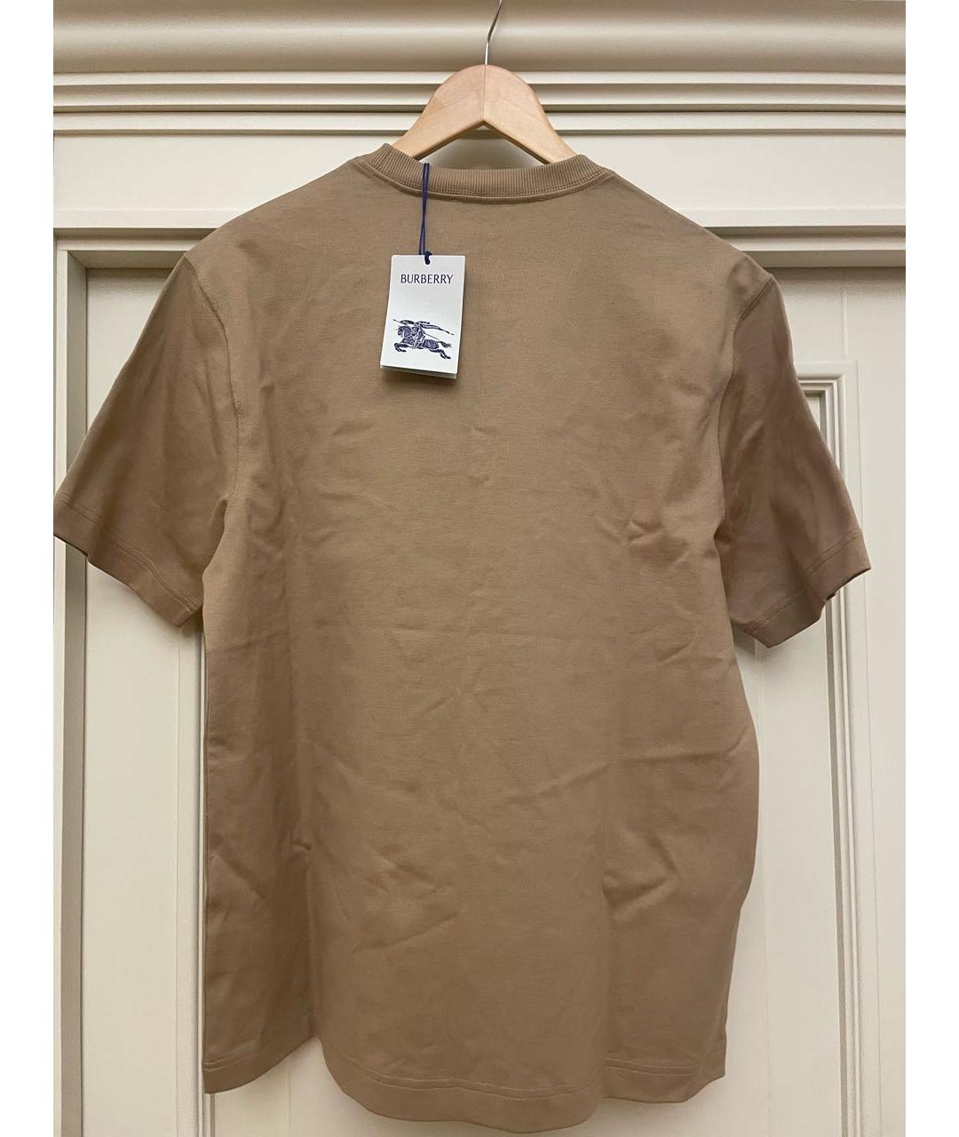 BURBERRY Бежевая хлопковая футболка, фото 2