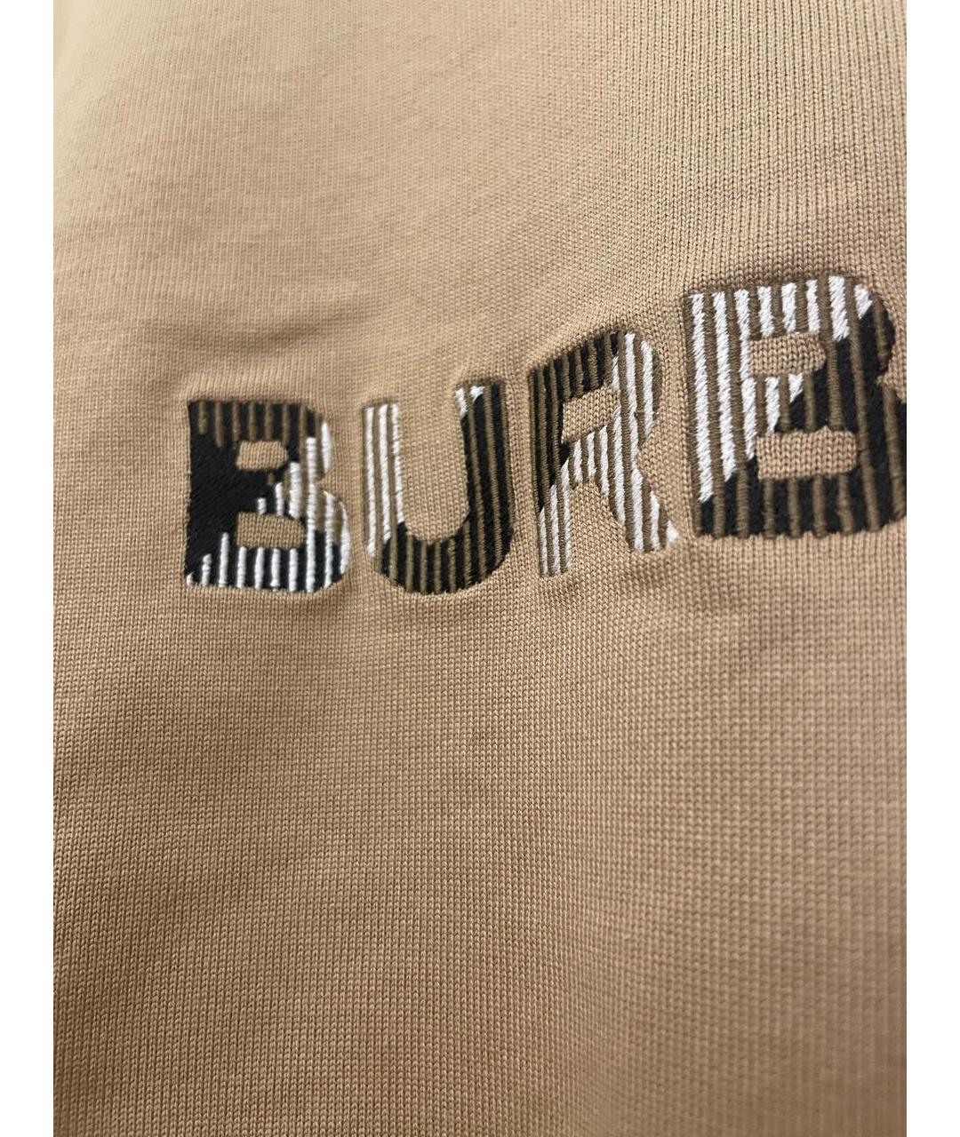 BURBERRY Бежевая хлопковая футболка, фото 5