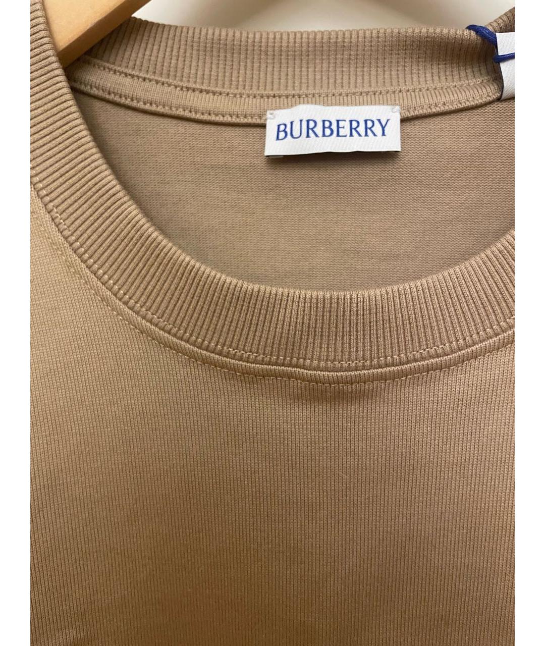 BURBERRY Бежевая хлопковая футболка, фото 3