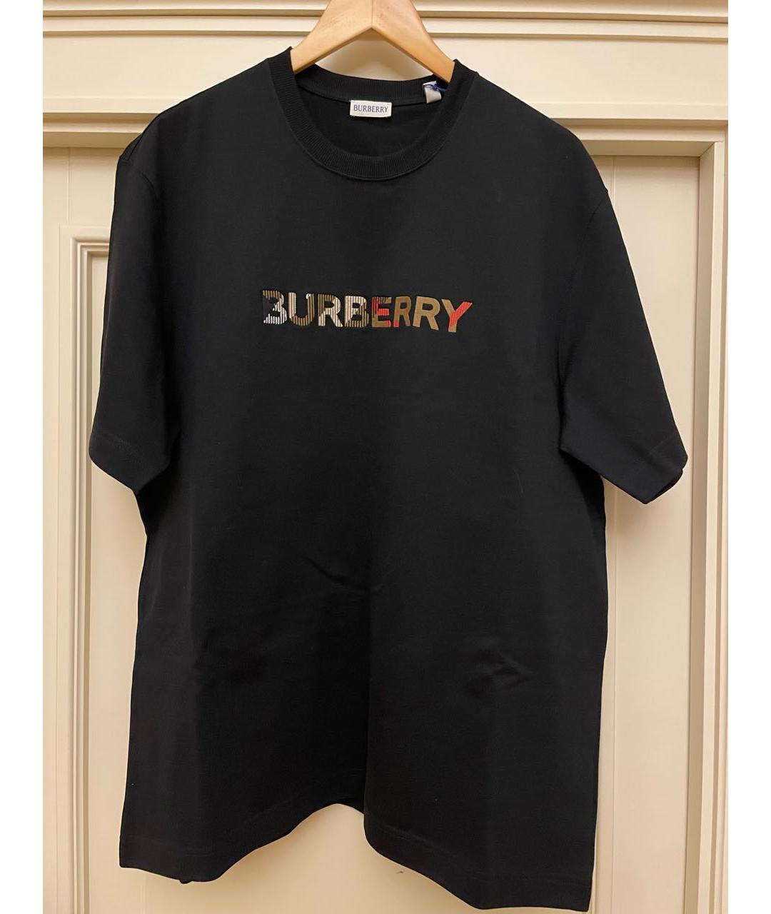 BURBERRY Темно-синяя хлопковая футболка, фото 7