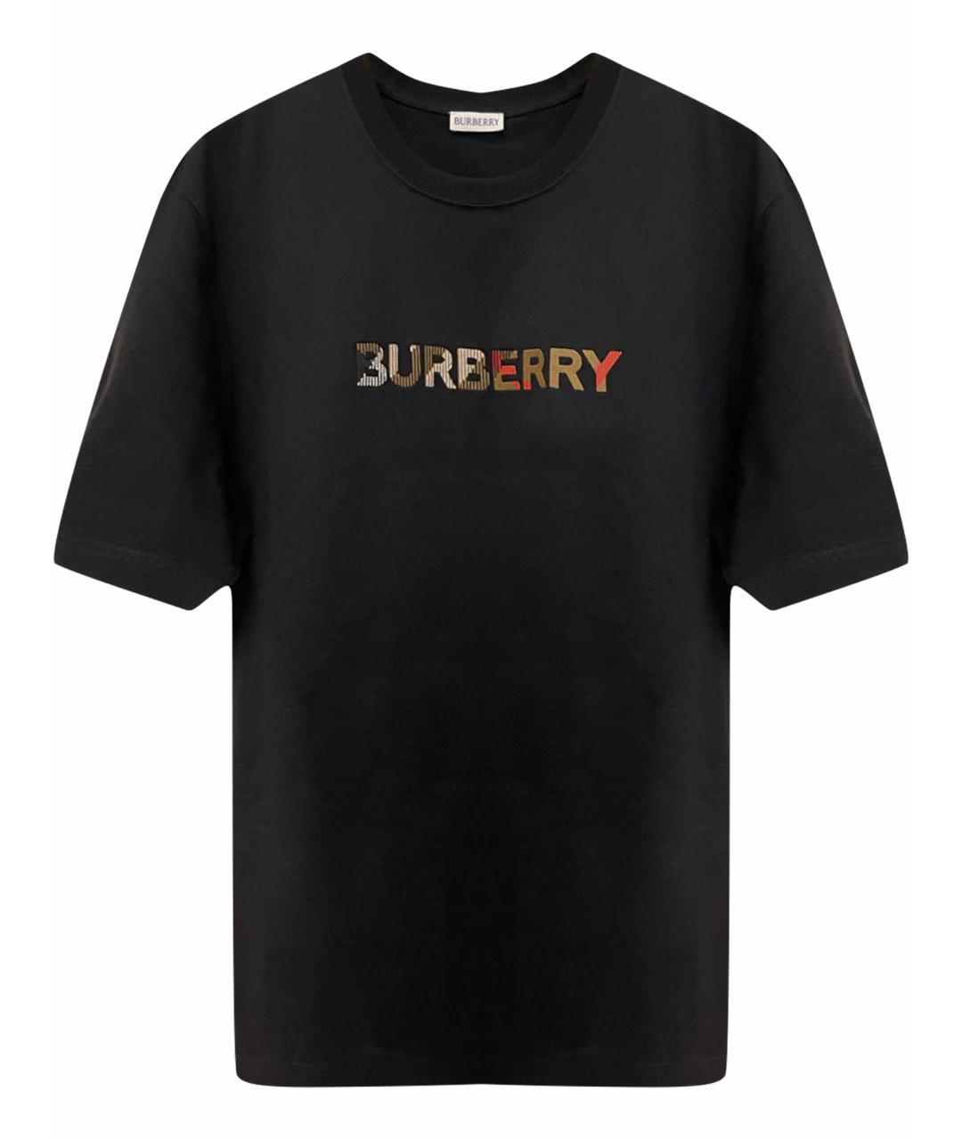 BURBERRY Темно-синяя хлопковая футболка, фото 1