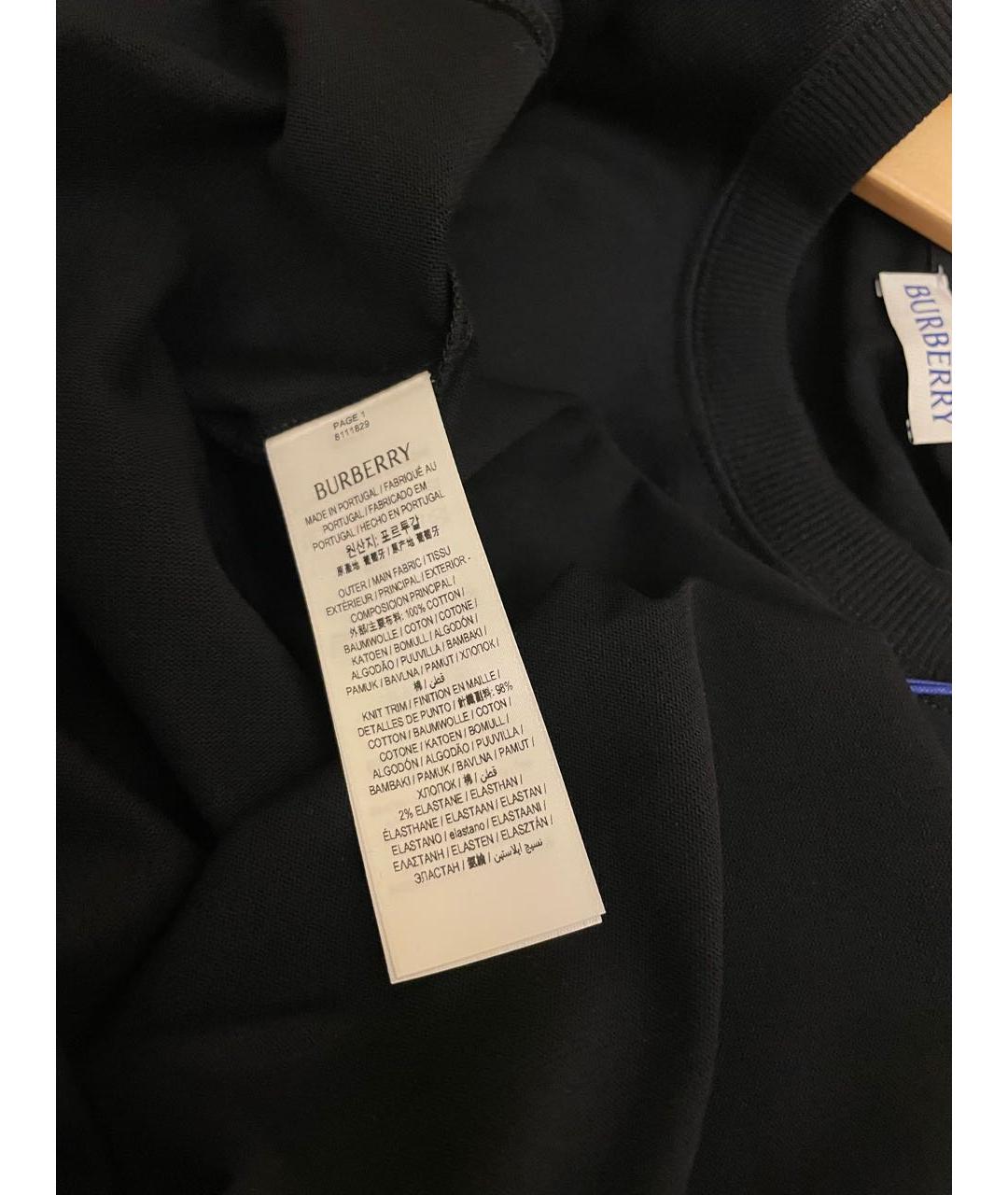 BURBERRY Темно-синяя хлопковая футболка, фото 4