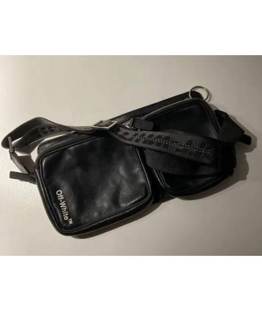 OFF-WHITE Черная кожаная поясная сумка, фото 6