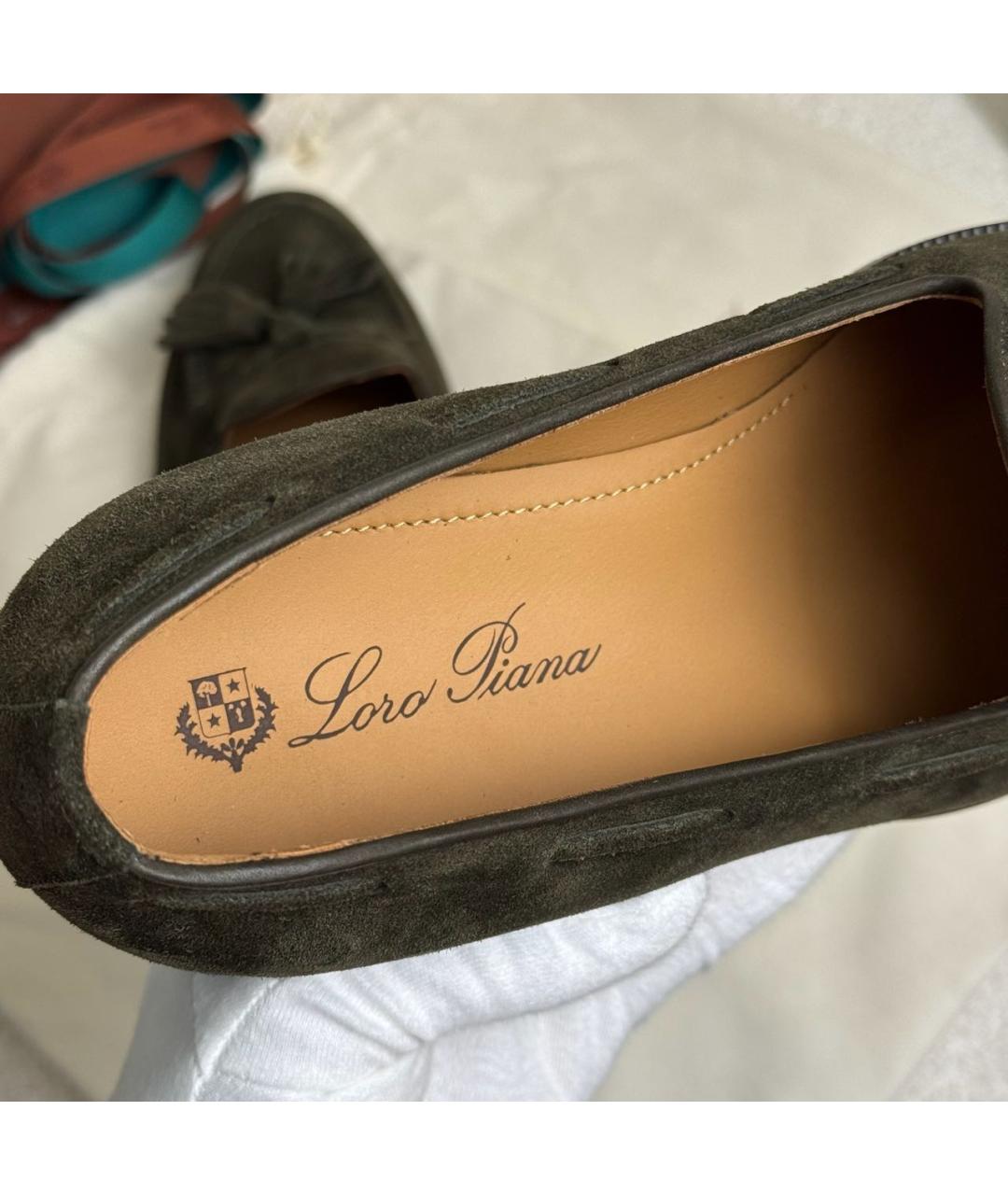 LORO PIANA Зеленые лоферы, фото 4