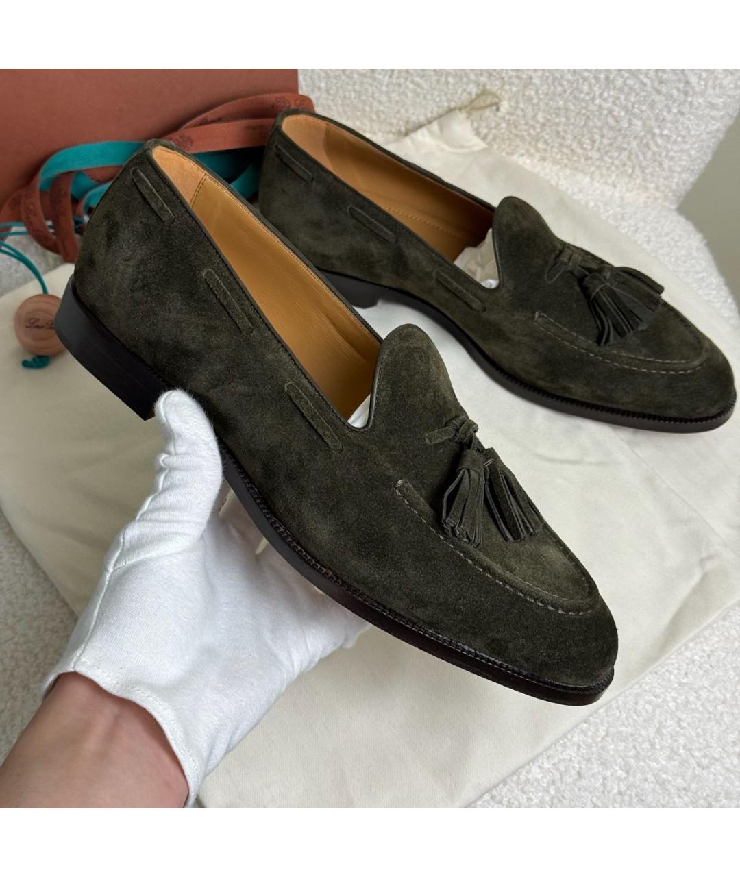 LORO PIANA Зеленые лоферы, фото 3
