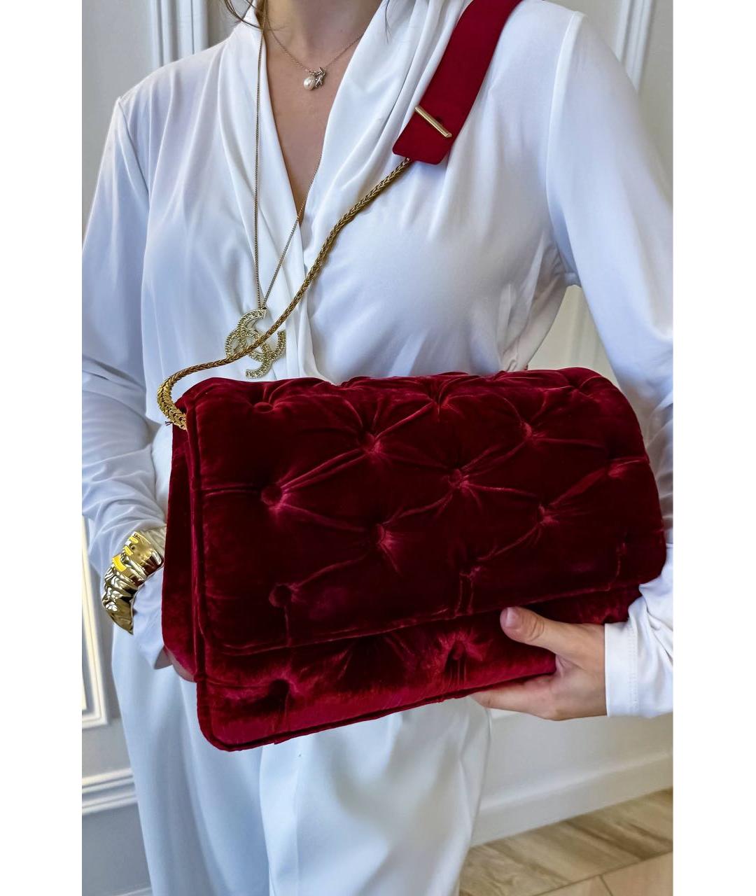 BENEDETTA BRUZZICHES Бордовая бархатная сумка через плечо, фото 5
