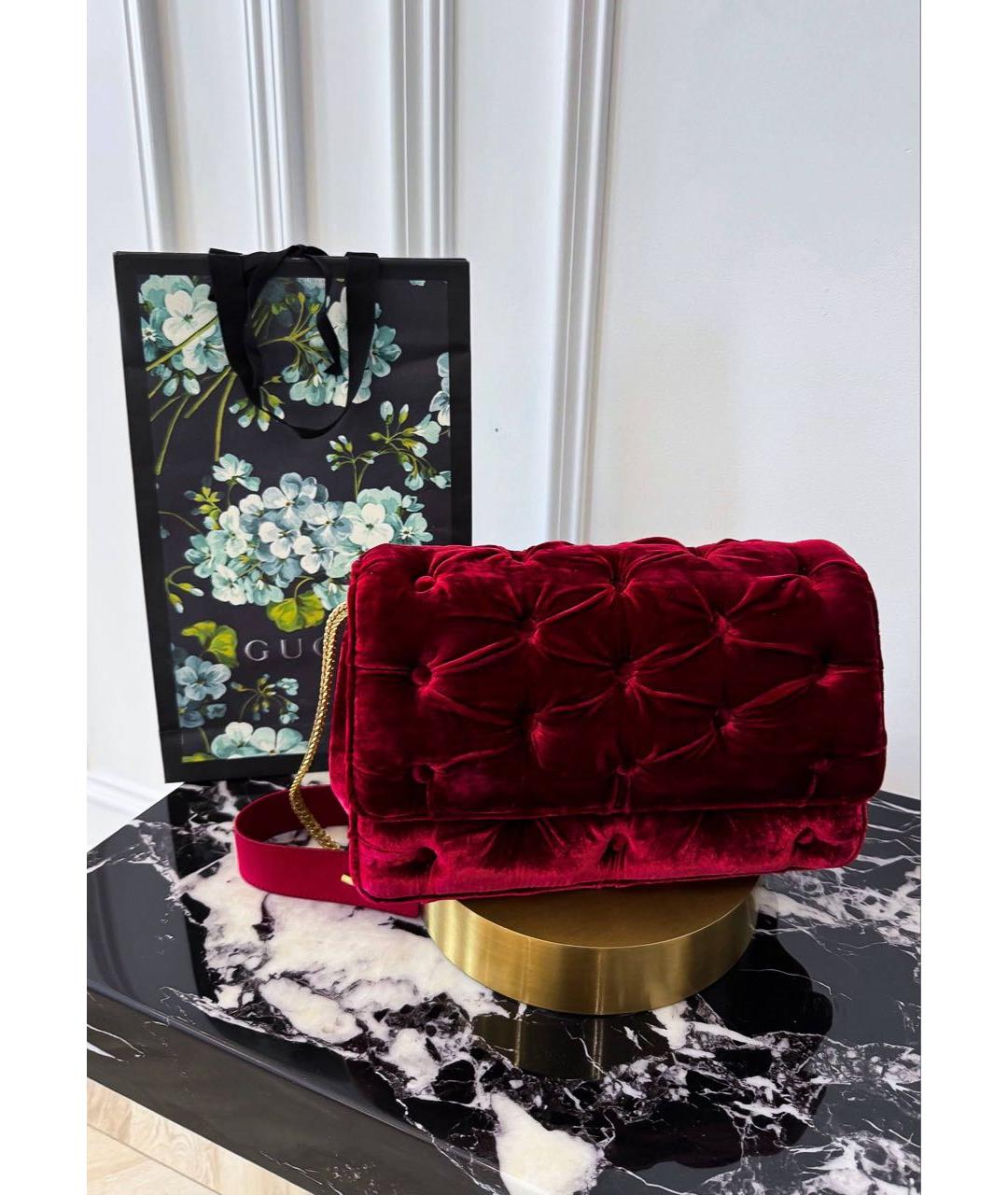 BENEDETTA BRUZZICHES Бордовая бархатная сумка через плечо, фото 2