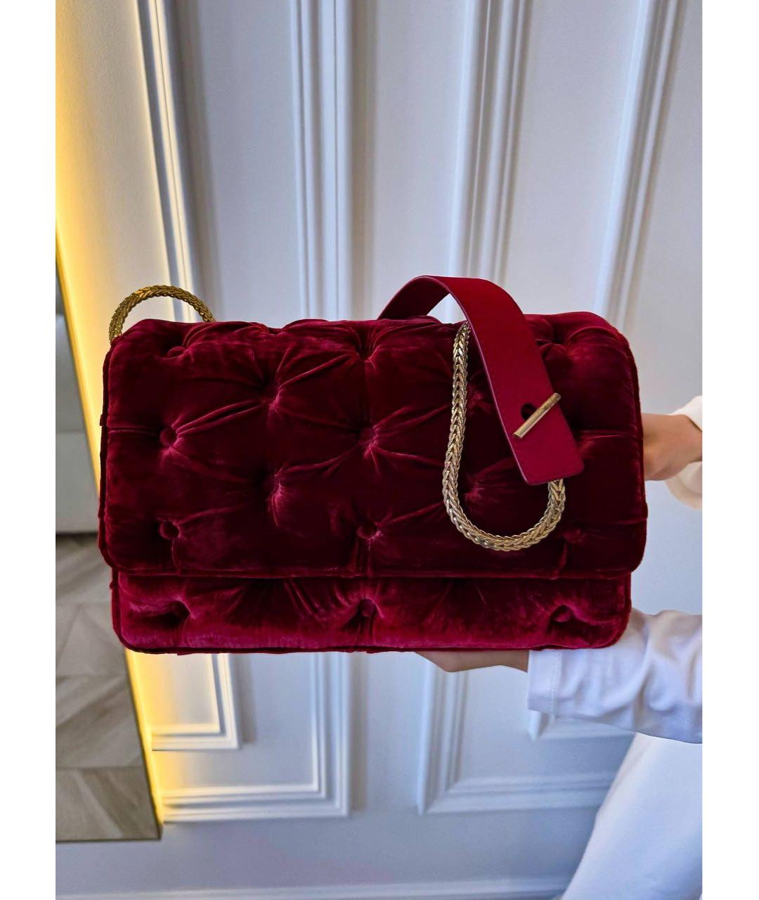BENEDETTA BRUZZICHES Бордовая бархатная сумка через плечо, фото 8