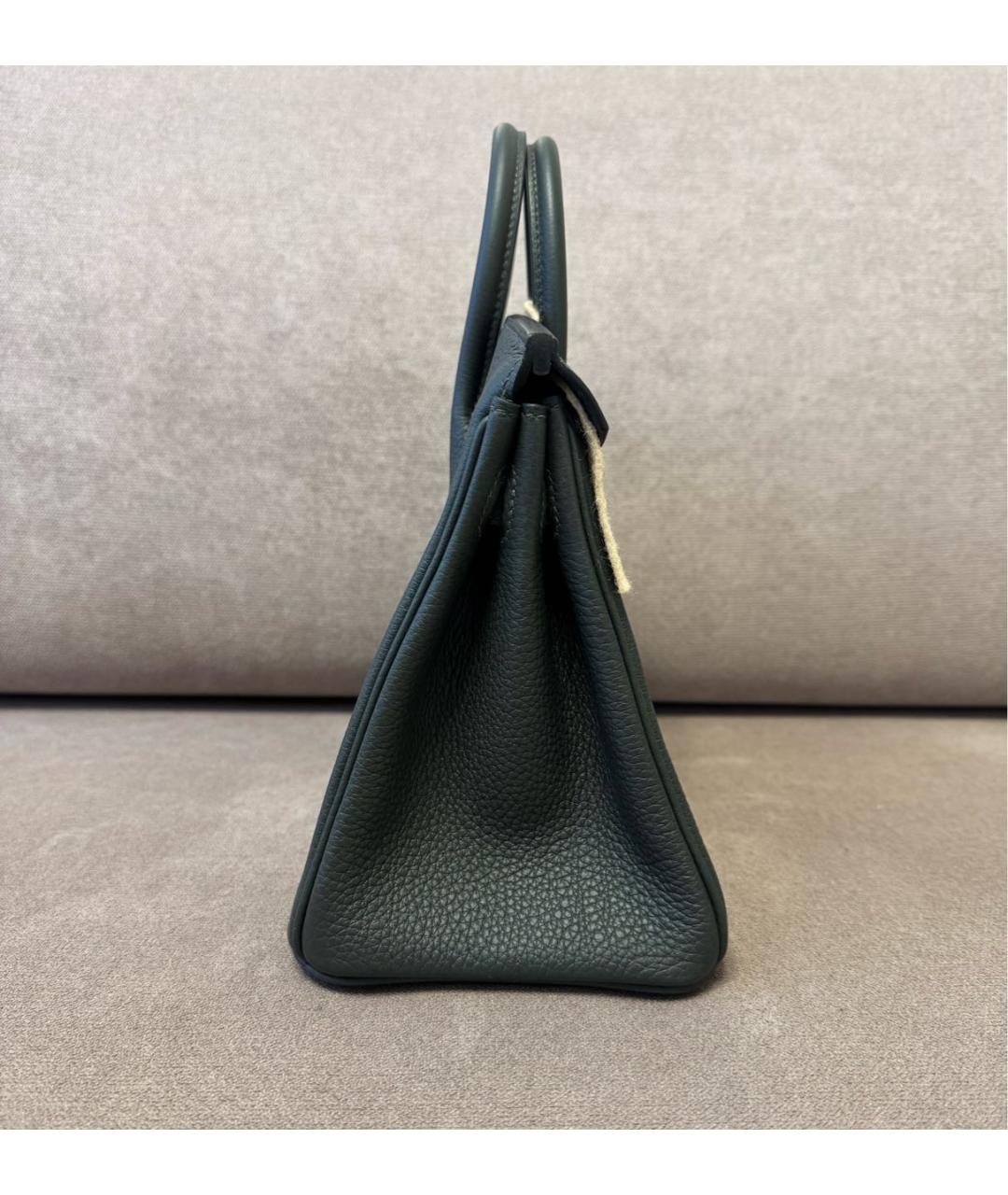 HERMES Хаки кожаная сумка с короткими ручками, фото 4