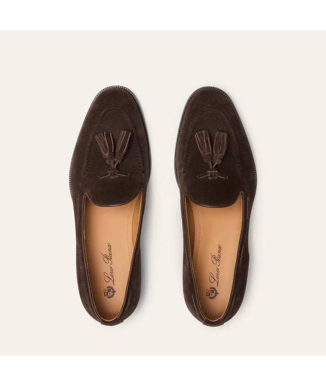 LORO PIANA Коричневые замшевые туфли, фото 2