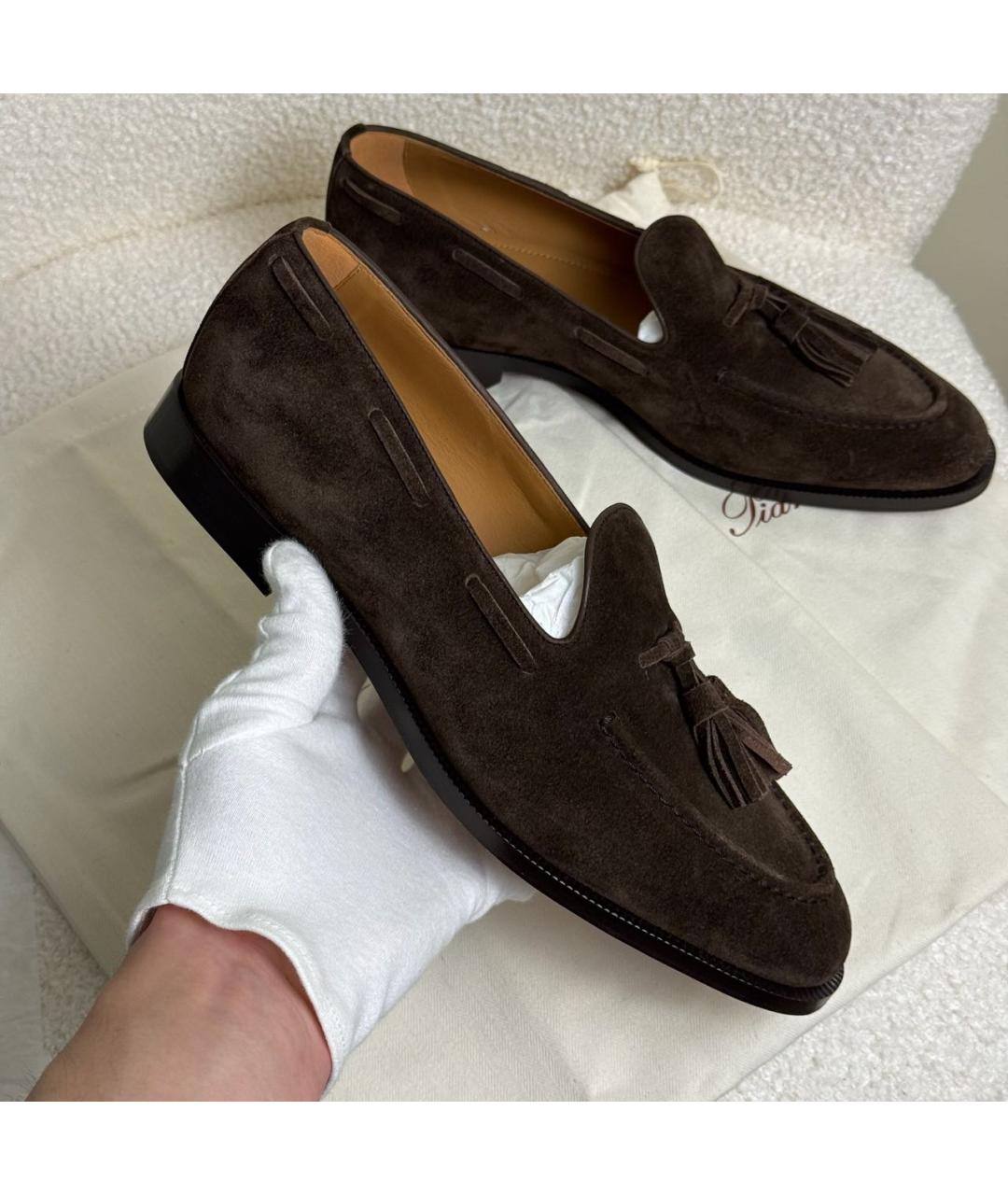 LORO PIANA Коричневые замшевые туфли, фото 3