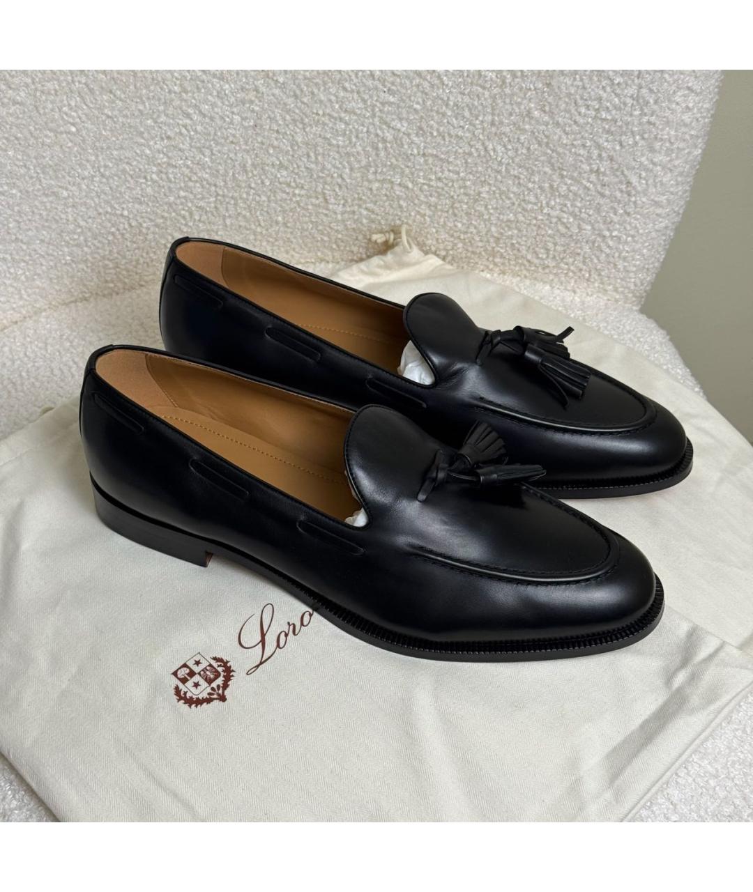 LORO PIANA Черные кожаные туфли, фото 7