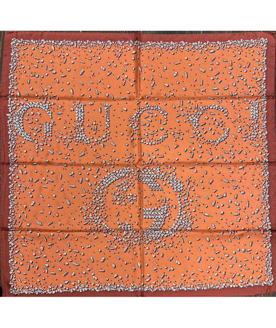GUCCI Коричневый шелковый платок, фото 9
