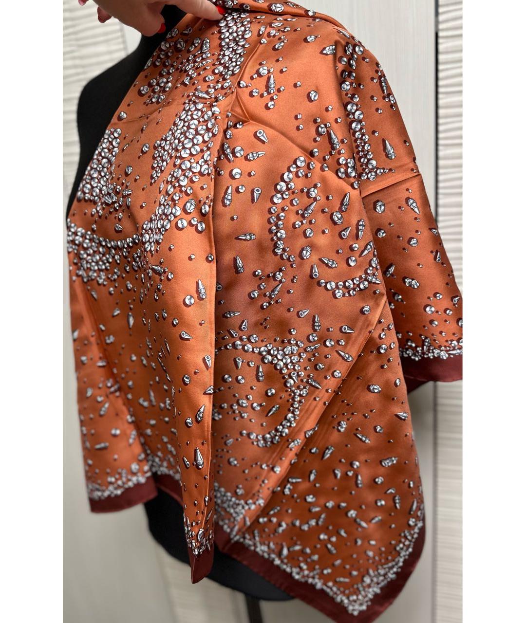 GUCCI Коричневый шелковый платок, фото 7