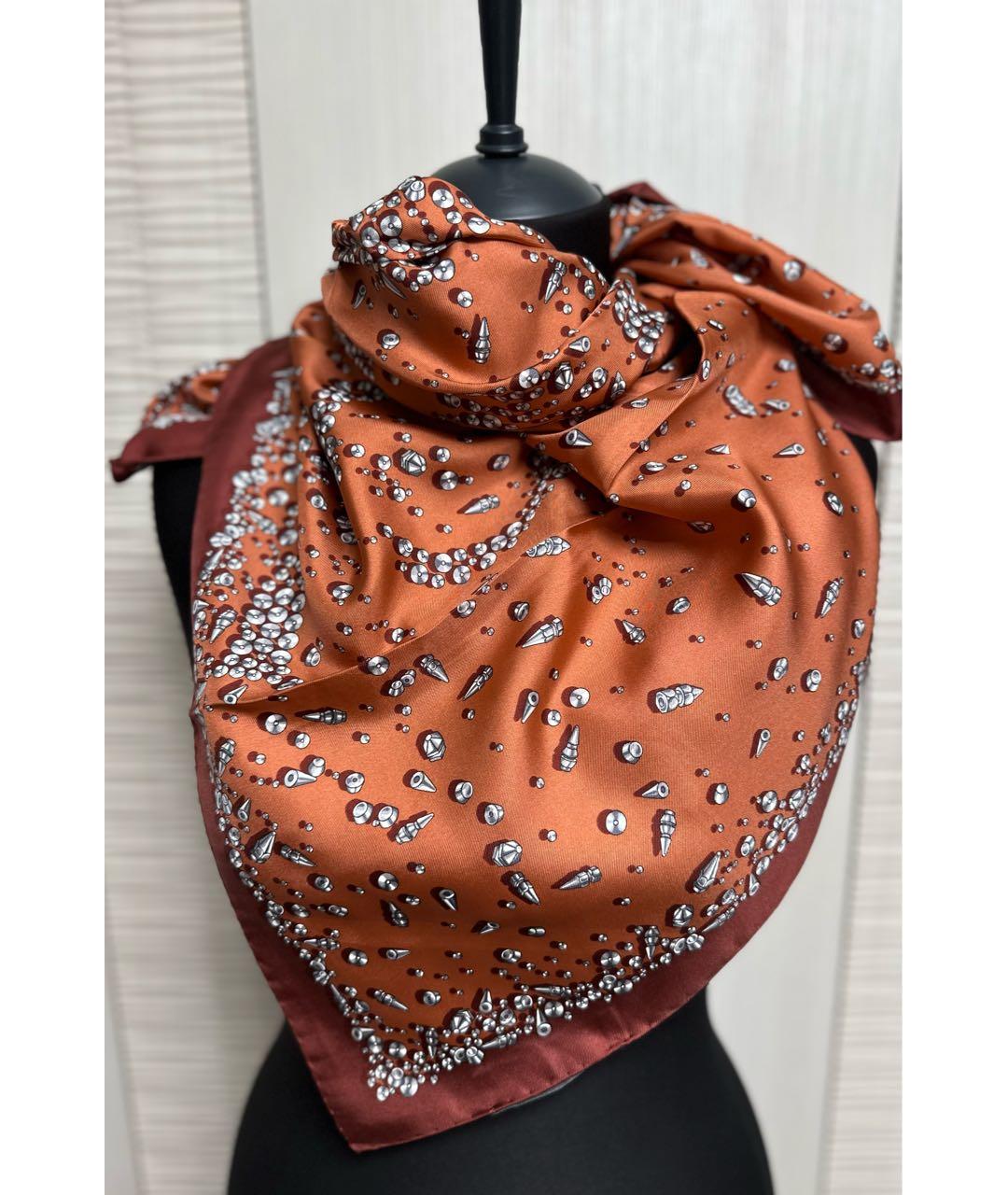 GUCCI Коричневый шелковый платок, фото 2