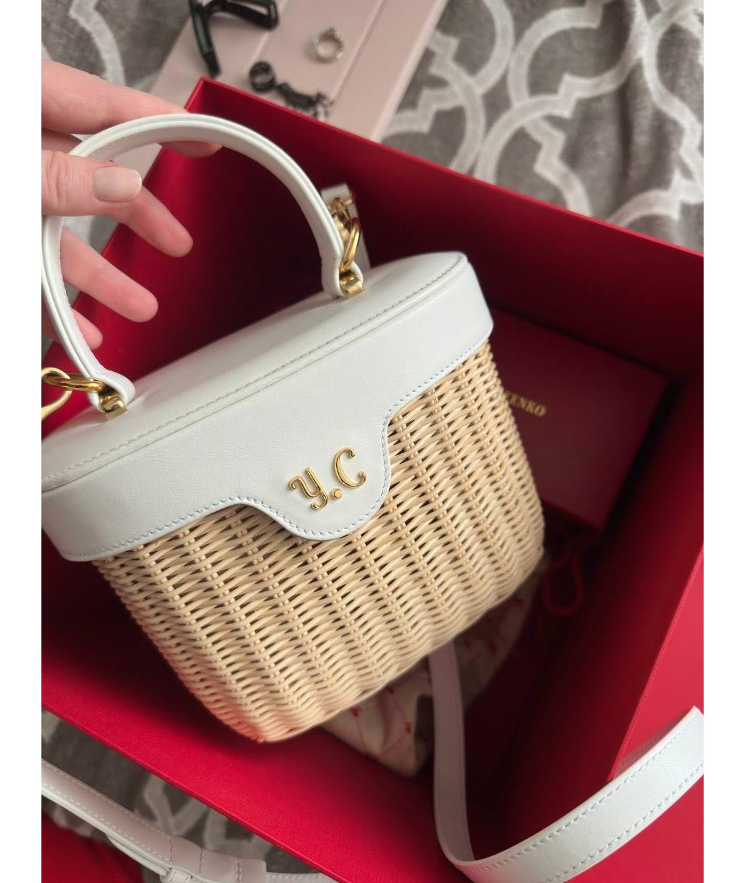 ULYANA SERGEENKO Белая кожаная сумка через плечо, фото 5