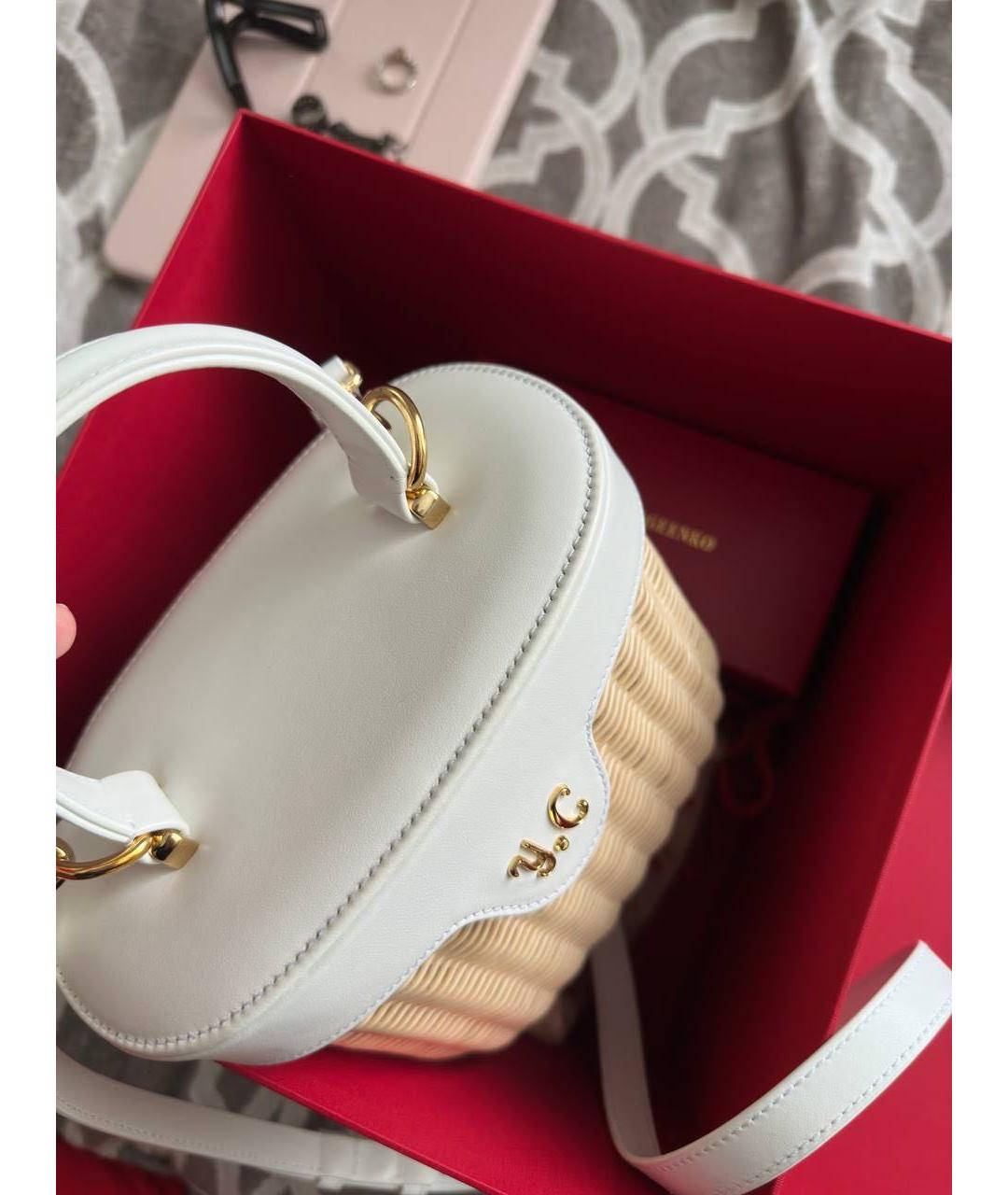 ULYANA SERGEENKO Белая кожаная сумка через плечо, фото 2