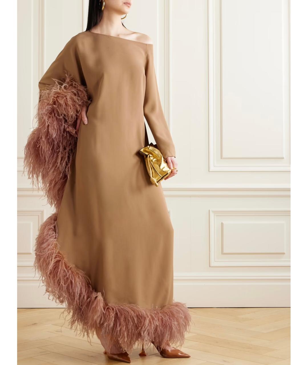 TALLER MARMO Бежевое вискозное коктейльное платье, фото 2