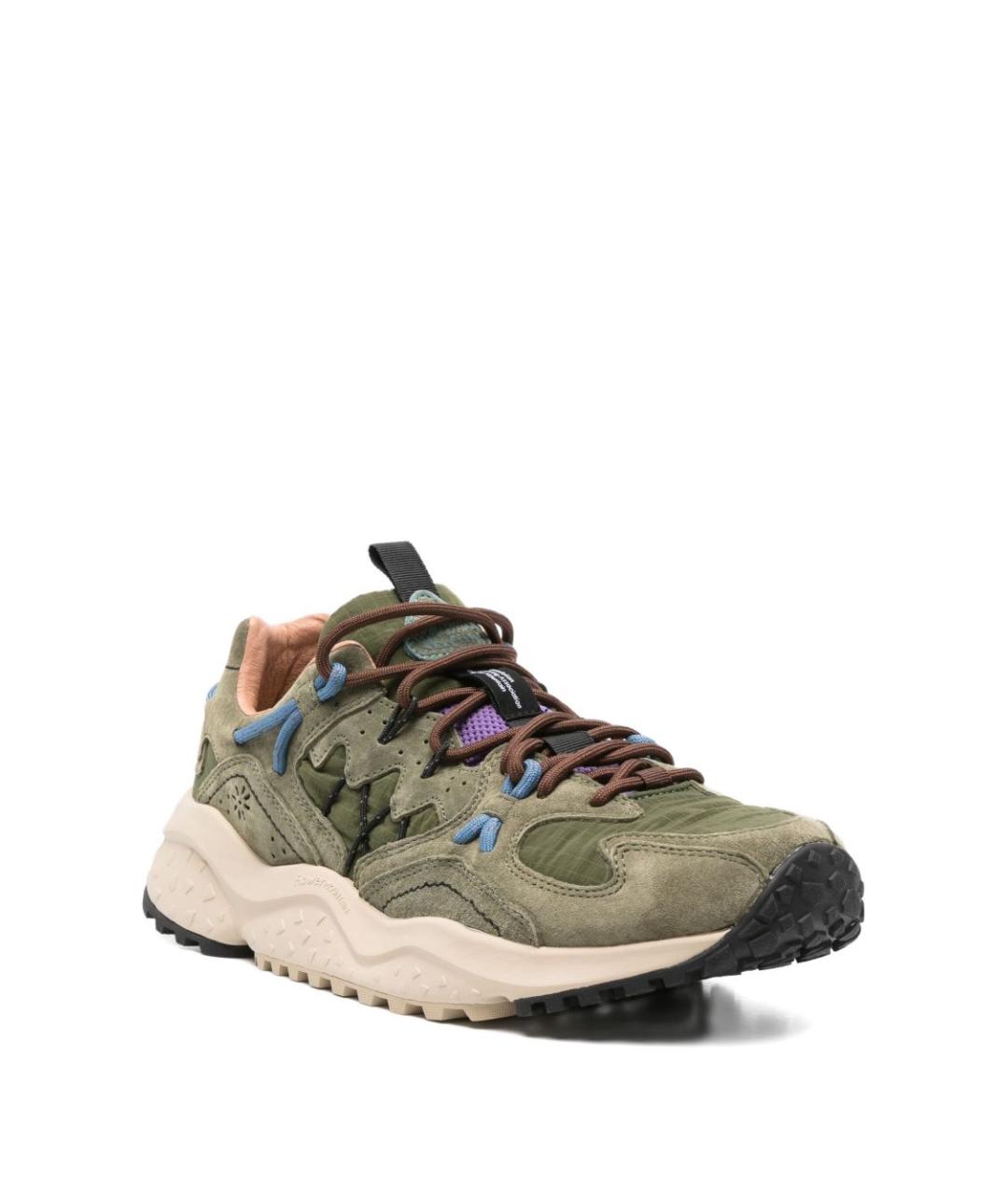 Flower Mountain Зеленые кожаные низкие кроссовки / кеды, фото 4