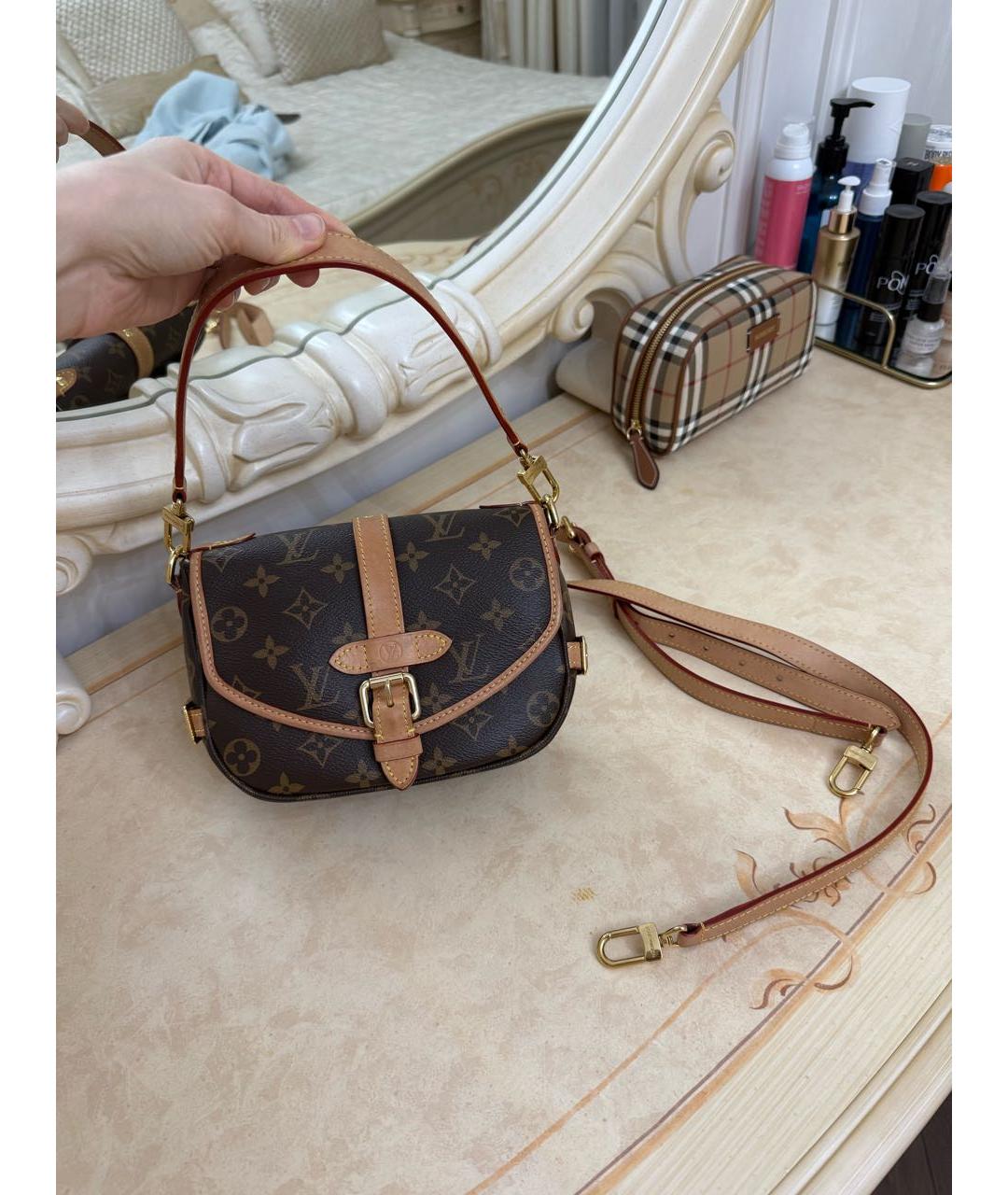 LOUIS VUITTON Коричневая кожаная сумка через плечо, фото 8