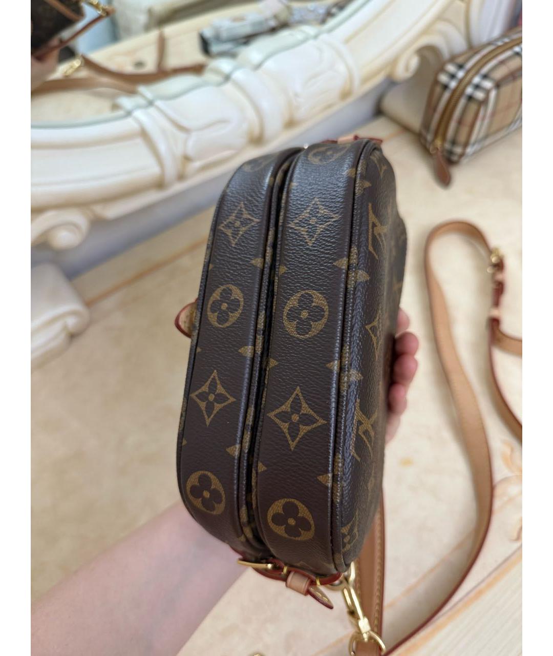 LOUIS VUITTON Коричневая кожаная сумка через плечо, фото 7