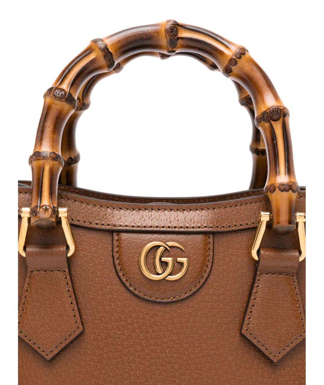 GUCCI Коричневая кожаная сумка тоут, фото 6