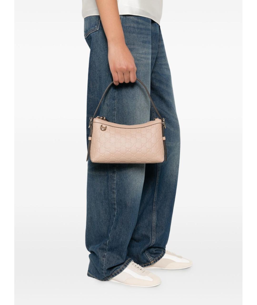 GUCCI Розовая кожаная сумка тоут, фото 2